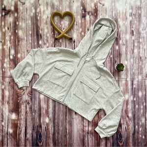 Zella Heather Gray Cropped Hoodie